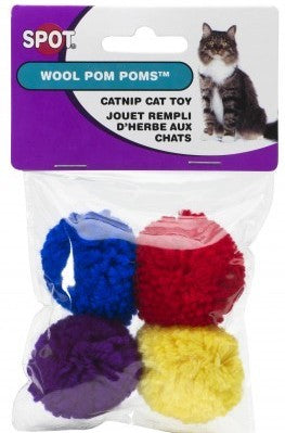 ETHICAL/SPOT Wool Pom Poms w/Catnip 4pk