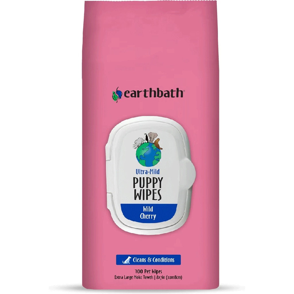 Earthbath Puppy Wipes Wild Cherry 100Ct