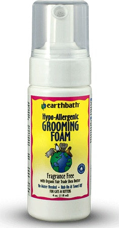 Earthbath Waterless Grooming Foam For Cats Hypo-Allergenic 4Oz