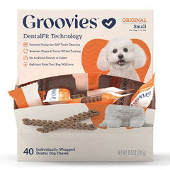 GROOVIES Dog Dental Chews Gravity Box Small 40ct