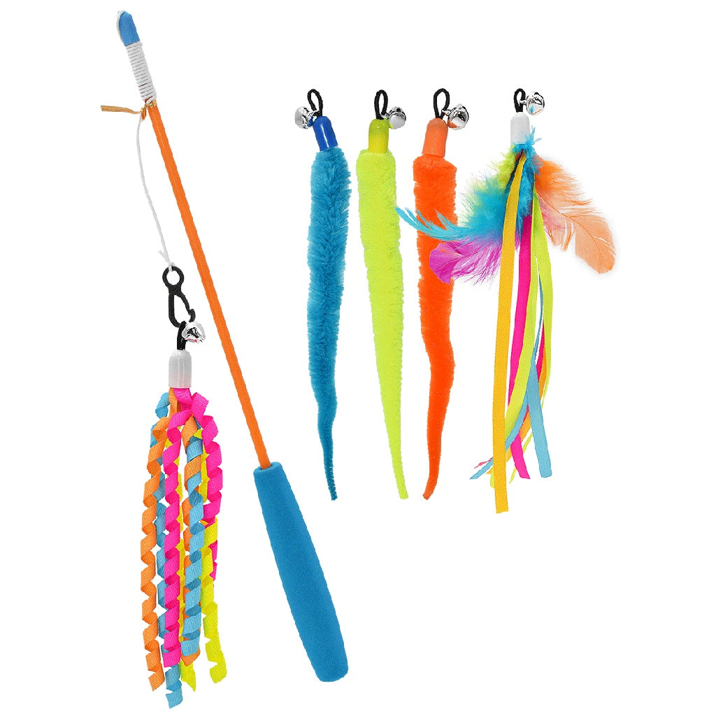 Multipet Cat Wand W/Attachments 15"