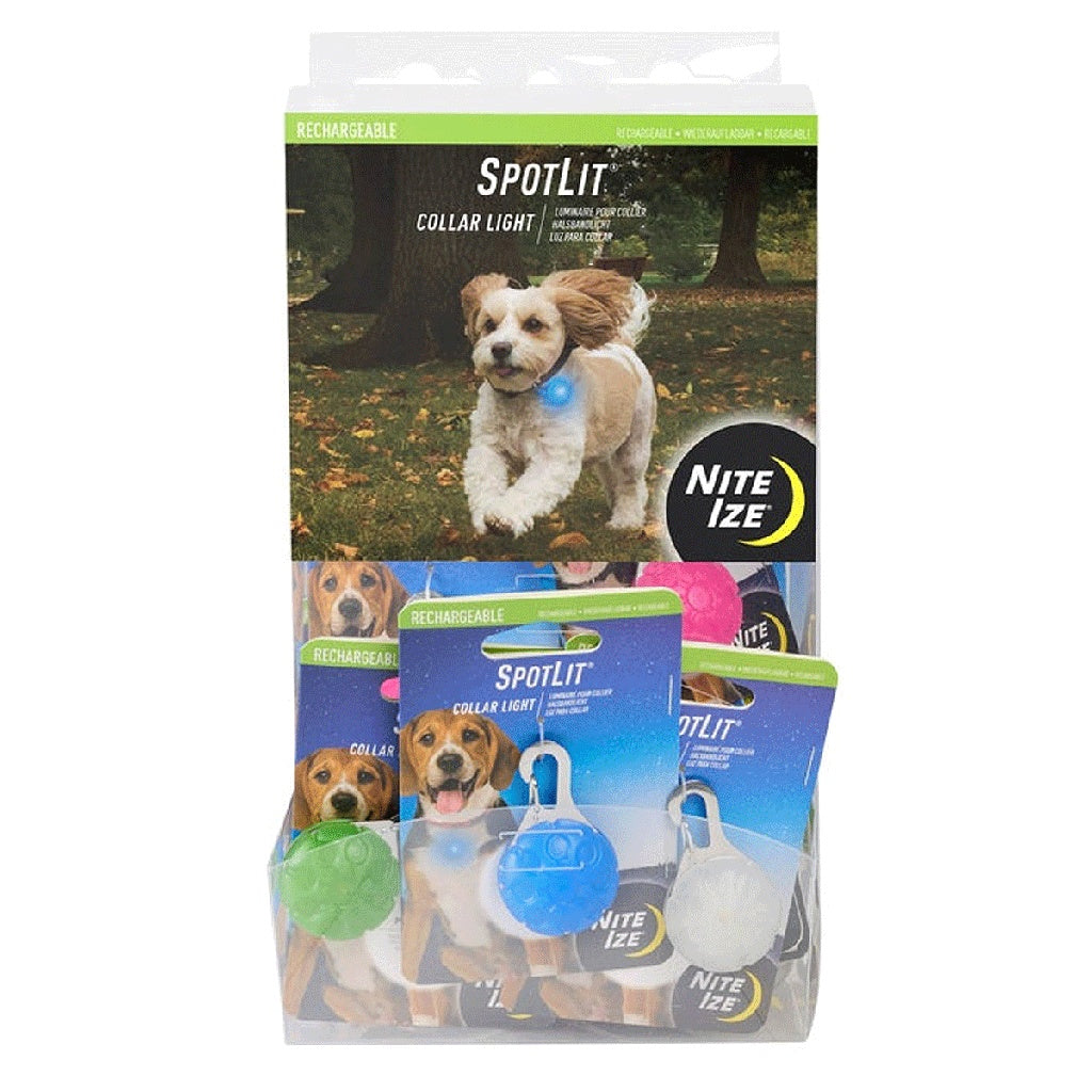 NITE IZE SpotLit Collar Light Rechargeable Gravity Bin Asst 20pc
