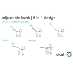 P.A.W. 5 in 1 Adjustable Leash Red