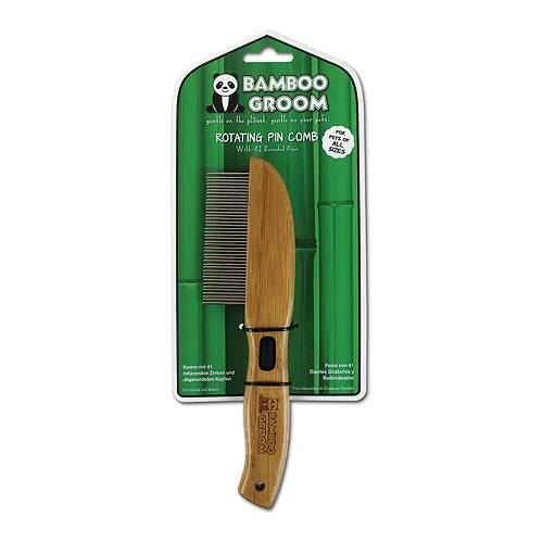 ALCOTT Bamboo Groom Rotating Pin Fine Comb with 41 Rounded Pins