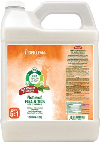 Tropiclean Natural Flea And Tick Shampoo Maximum Strength - Gallon