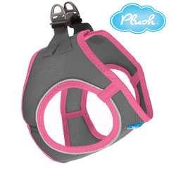 Plush Step In Air Mesh Harness - Shark Grey/Pink 2X Small
