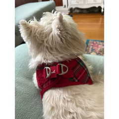 Plush Step In Harness Plaid Red Medium