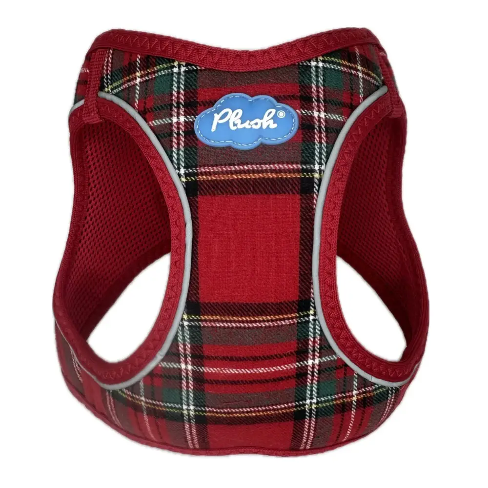 Plush Step In Harness Plaid Red X Small