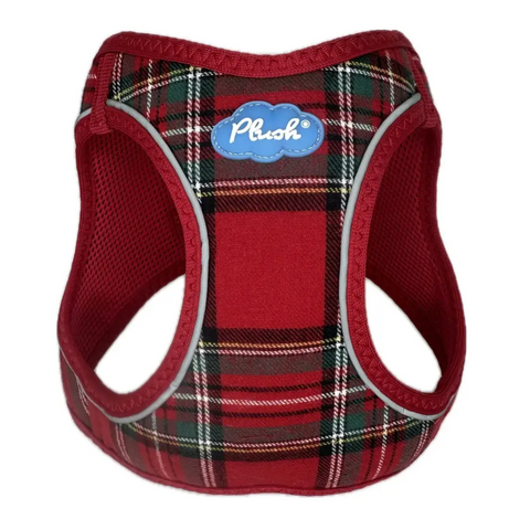 Plush Step In Harness Plaid Red X Small