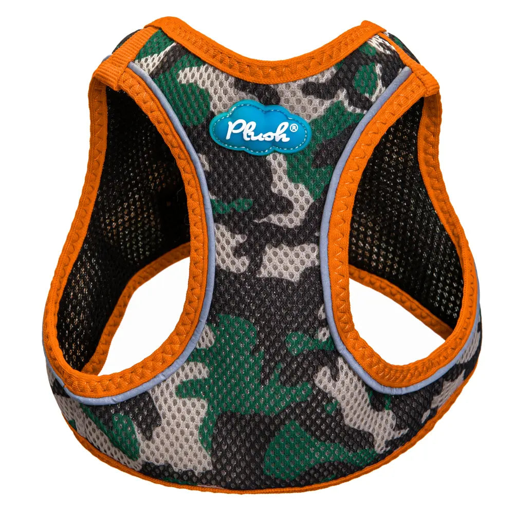 Plush Step In Air Mesh Harness - Camo/Orange 2X Large