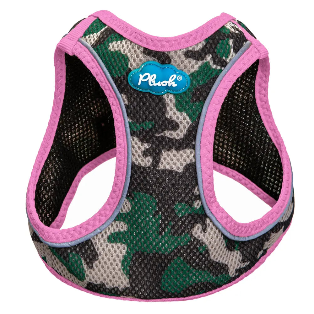 Plush Step In Air Mesh Harness - Camo/Pink 2X Small