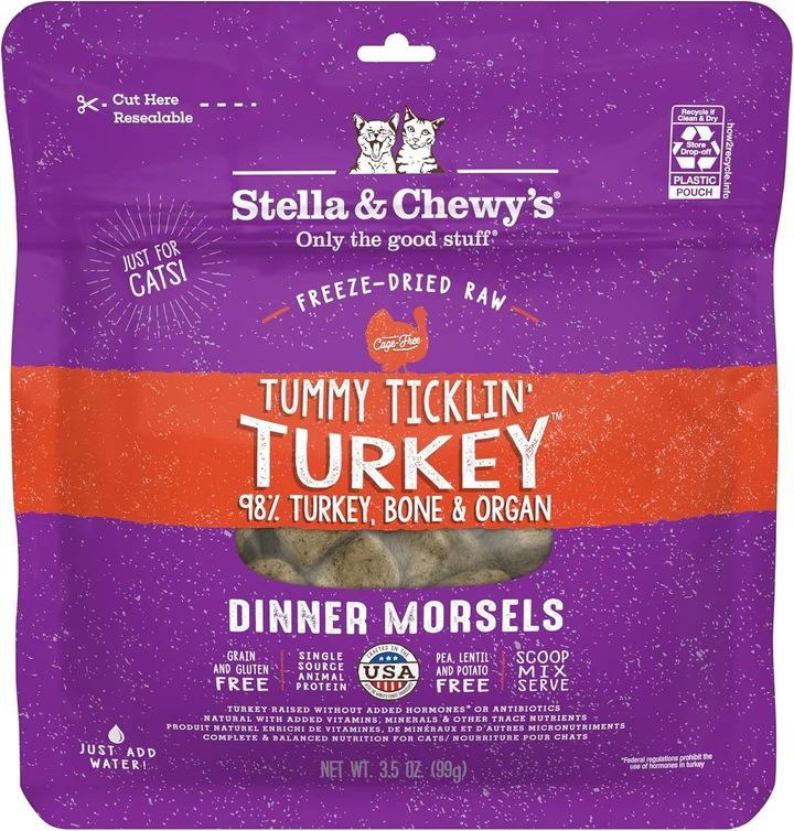 Stella and Chewys Cat Freeze Dried Tummy Ticklin Turkey Dinner 3.5oz. (Pack of 2)