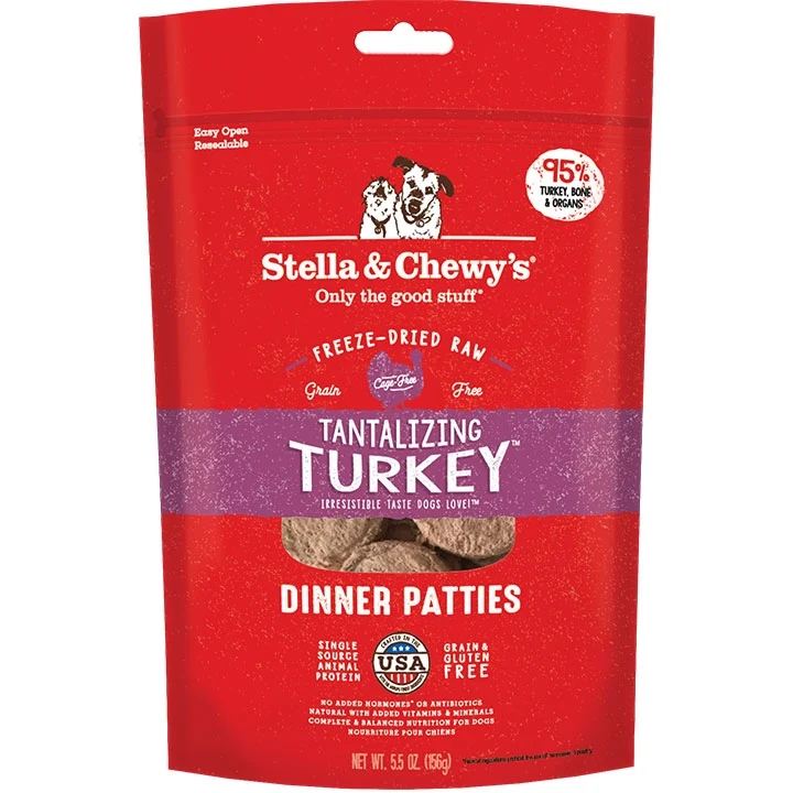 Stella And Chewys Freeze Dried Tantalizing Turkey Dinner Patties 5.5oz. (Pack of 2)