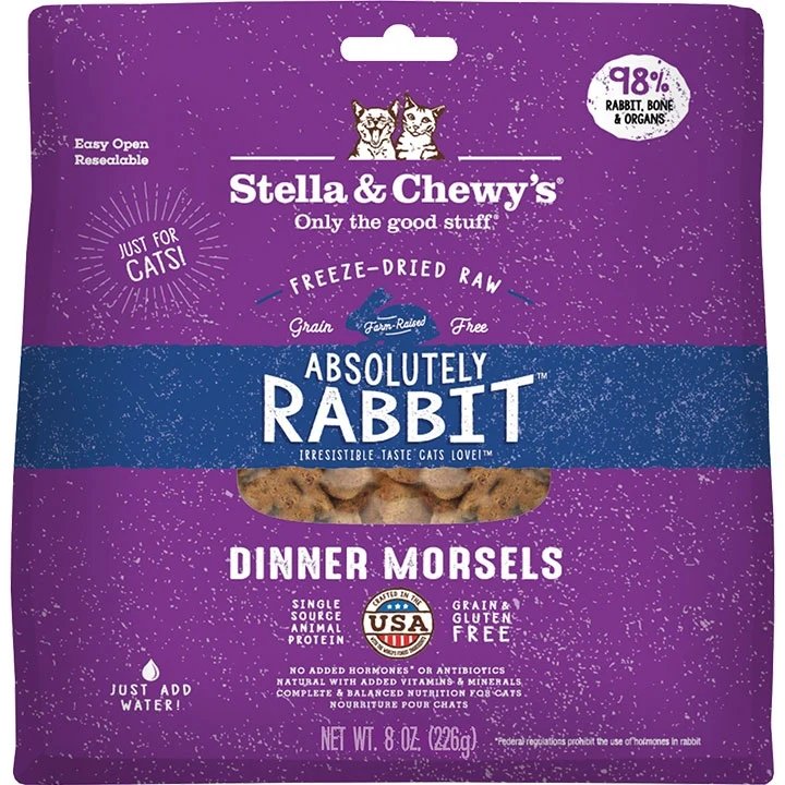 Stella and Chewys Cat Freeze-Dried Rabbit Dinner 8oz. (Pack of 2)