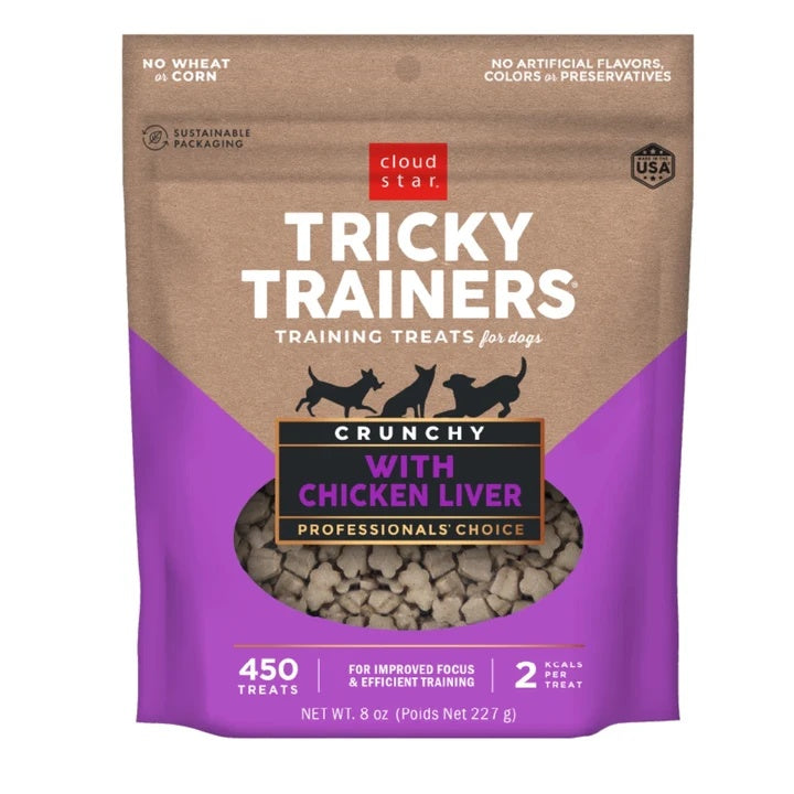 Cloud Star Crunchy Tricky Trainers Liver Flavor Dog Treats; 8oz. Bag (Pack of 2)