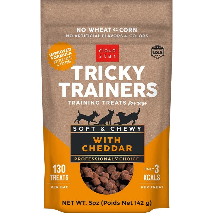 Cloud Star Chewy Tricky Trainers Cheddar Flavor Dog Treats; 5oz. Bag (Pack of 2)