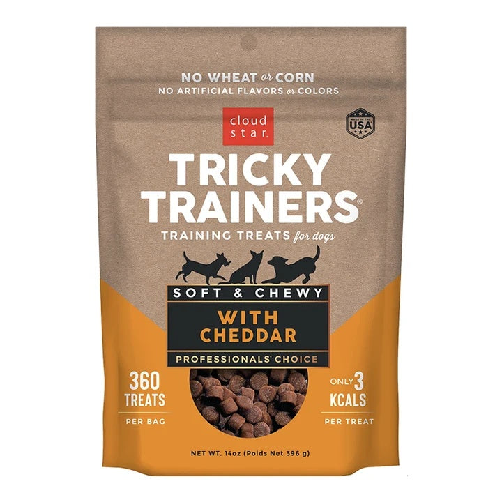 Cloud Star Chewy Tricky Trainers Cheddar Flavor Dog Treats; 14oz. Bag (Pack of 2)