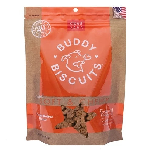 Cloud Star Original Soft and Chewy Buddy Biscuits With Peanut Butter Dog Treats; 20-Oz. Bag (Pack of 2)