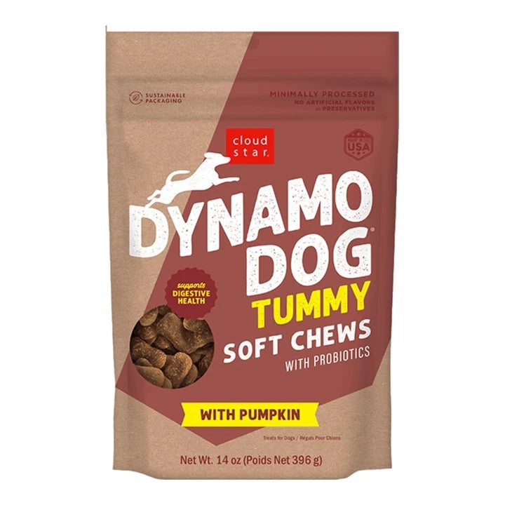 Cloud Star Dynamo Dog Tummy Soft Chews Pumpkin and Ginger Formula Dog Treats, 14-Oz. Bag (Pack of 2)