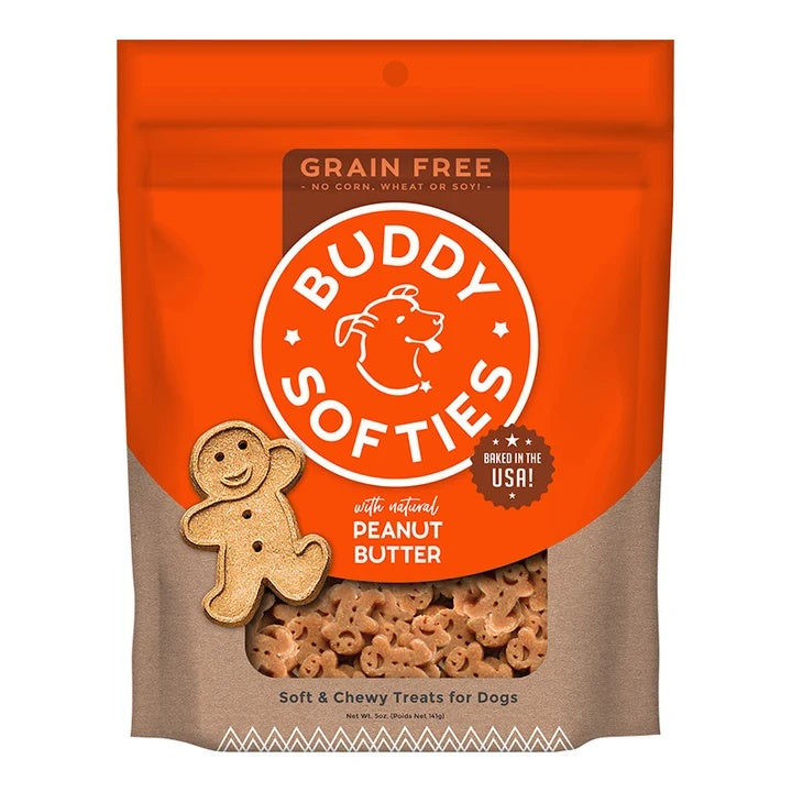 Cloud Star Grain-Free Soft and Chewy Buddy Biscuits With Homestyle Peanut Butter Dog Treats; 5oz. Bag (Pack of 2)