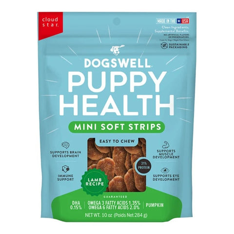 Dogswell Dog Lifestage Puppy Treats Mini Soft Strips Lamb 10Oz (Pack of 2)