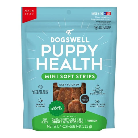 Dogswell Dog Lifestage Puppy Treats Mini Soft Strips Lamb 4Oz (Pack of 2)