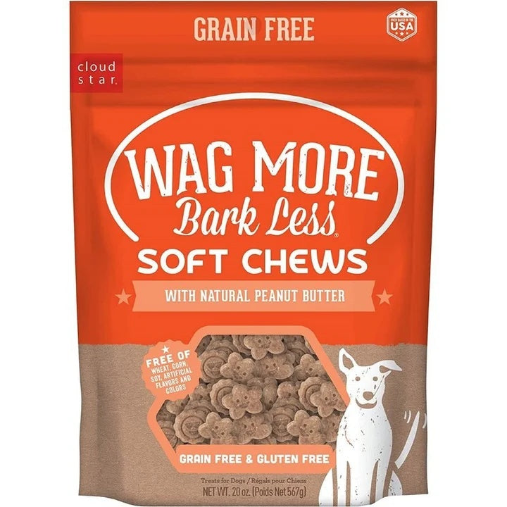 Cloud Star Wagmore Dog Grain Free Soft and Chewy Peanut Butter 20oz. (Pack of 2)