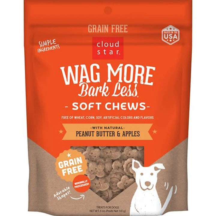Cloudstar Wagmore Dog Grain Free Soft And Chewy Peanut Butter And Apple 5oz. (Pack of 2)