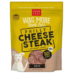 Wagmore Bark Less Dog Jerky Grain Free Philly Cheesesteak Beef 10oz. (Pack of 2)