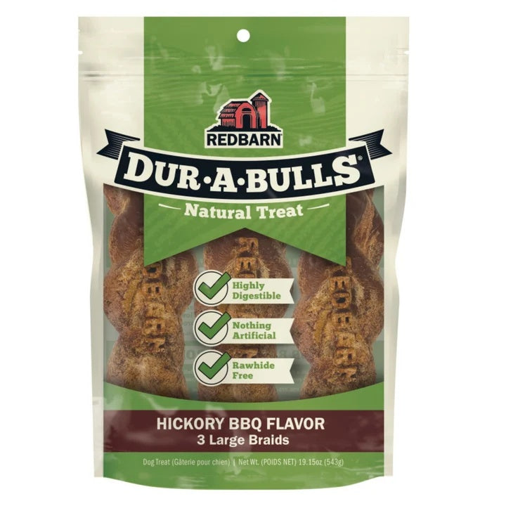 Redbarn Dur-A-Bulls Bone Hickory BBQ Large 3pk (Pack of 2)
