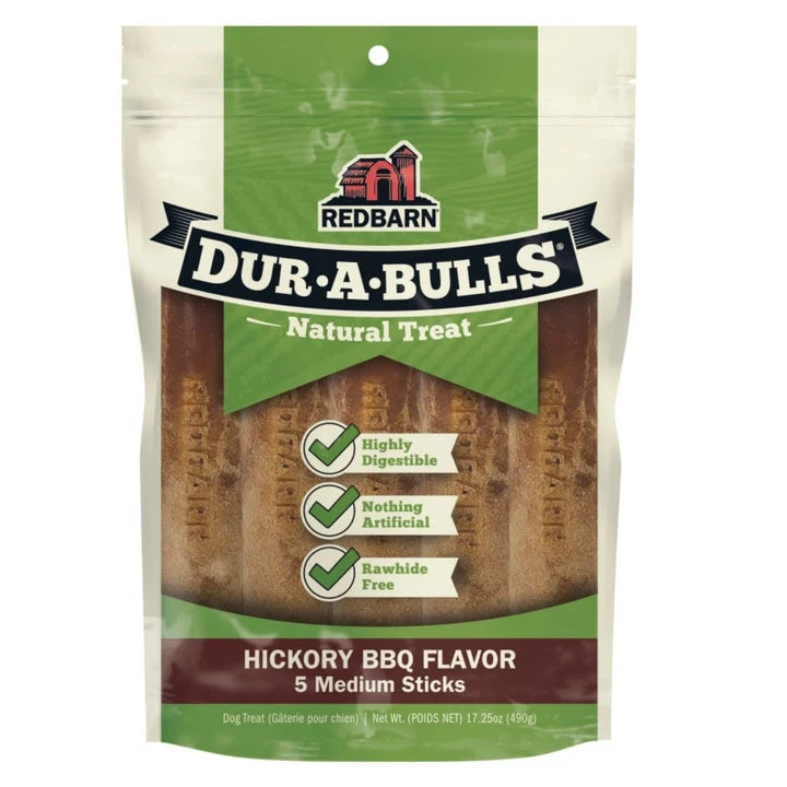 Redbarn Dur-A-Bulls Stick Hickory BBQ Medium 5pk (Pack of 2)