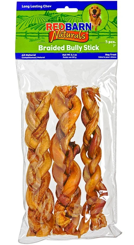 Redbarn Pet Products Braided Bully Stick Dog Treat 1ea/7 in, 3 pk (Pack of 2)