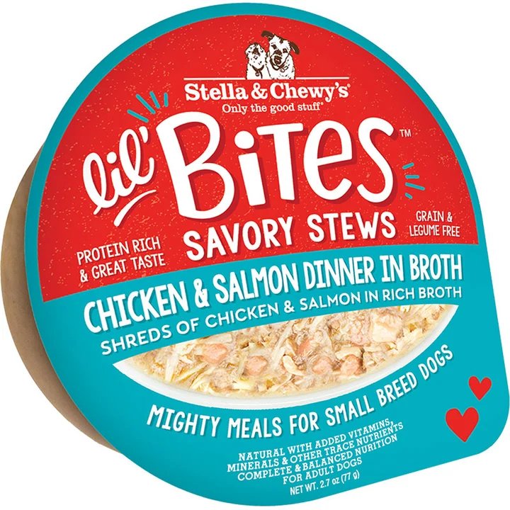 Stella and Chewys Dog Lil Bites Savory Stew Chicken and Salmon 2.7oz. (Case of 12) (Pack of 2)