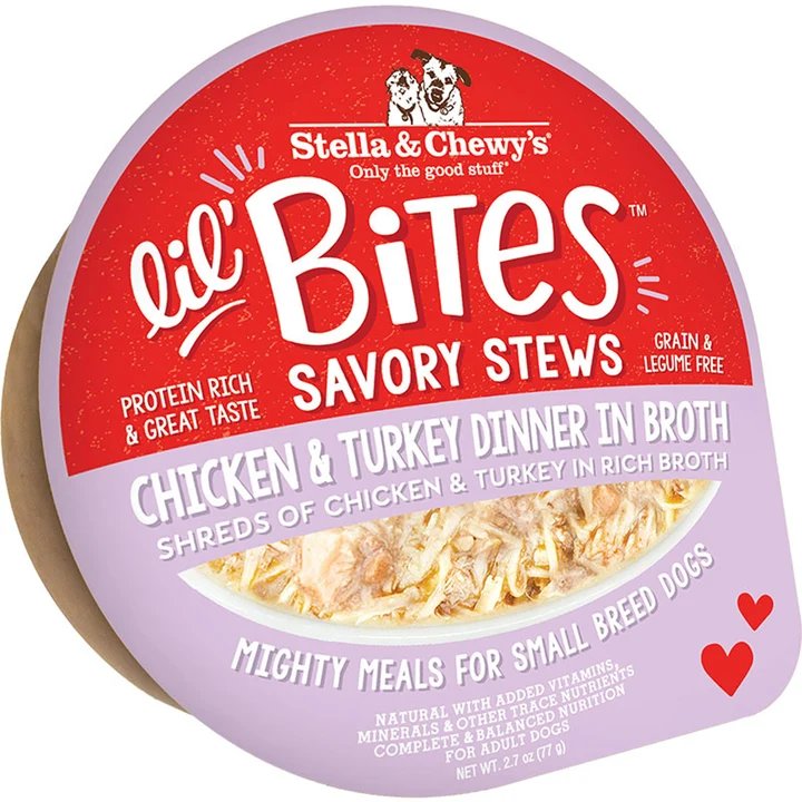 Stella and Chewys Dog Lil Bites Savory Stew Chicken and Turkey 2.7oz. (Case of 12) (Pack of 2)