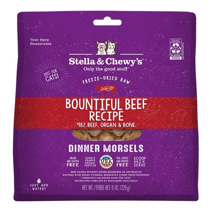 Stella and Chewys Bountiful Beef Freeze-Dried Raw Dinner Morsels 8oz. (Pack of 2)
