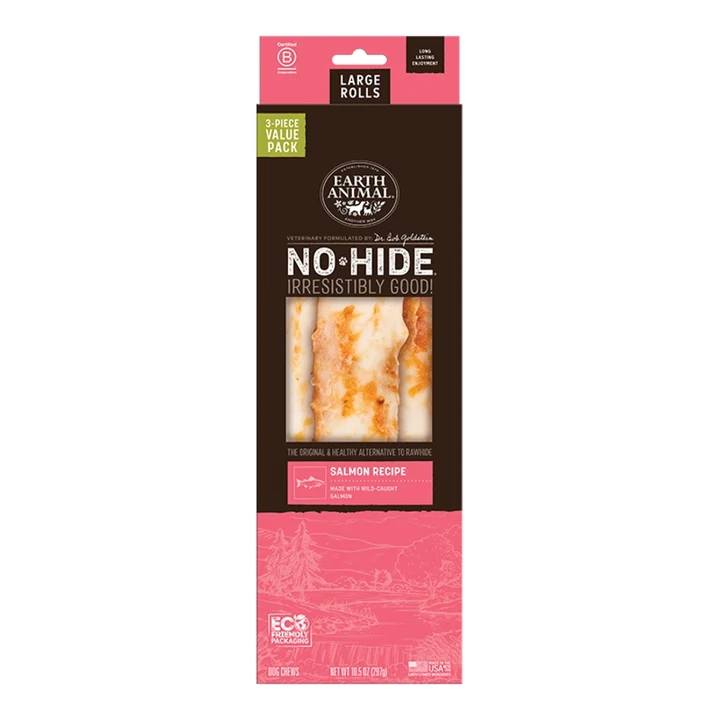 EARTH ANIMAL DOG NO-HIDE SALMON ROLLS LARGE VALUE 3 PACK (Pack of 2)
