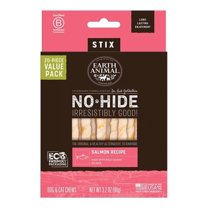 EARTH ANIMAL DOG NO-HIDE STIX SALMON VALUE 20 PACK (Pack of 2)