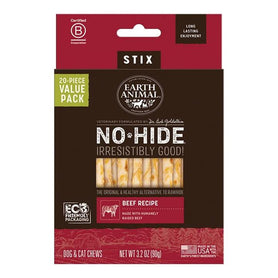 EARTH ANIMAL DOG NO-HIDE STIX BEEF VALUE 20 PACK (Pack of 2)