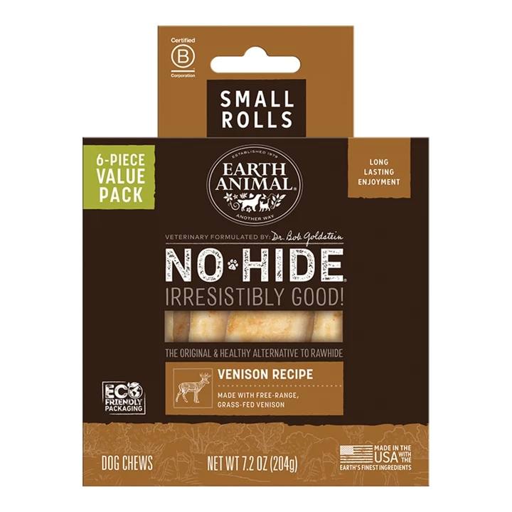 EARTH ANIMAL DOG NO-HIDE VENISON ROLLS SMALL VALUE 6 PACK (Pack of 2)