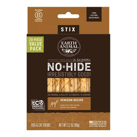 EARTH ANIMAL DOG NO-HIDE STIX VENISON VALUE 20 PACK (Pack of 2)