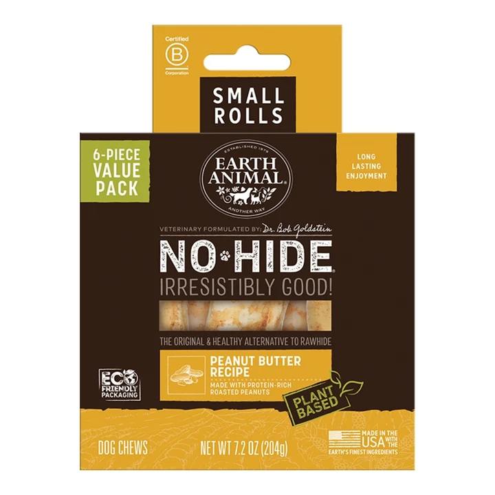 EARTH ANIMAL DOG NO-HIDE PEANUT BUTTER ROLLS SMALL VALUE 6 PACK (Pack of 2)