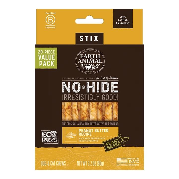 EARTH ANIMAL DOG NO-HIDE STIX PEANUT BUTTER VALUE 20 PACK (Pack of 2)