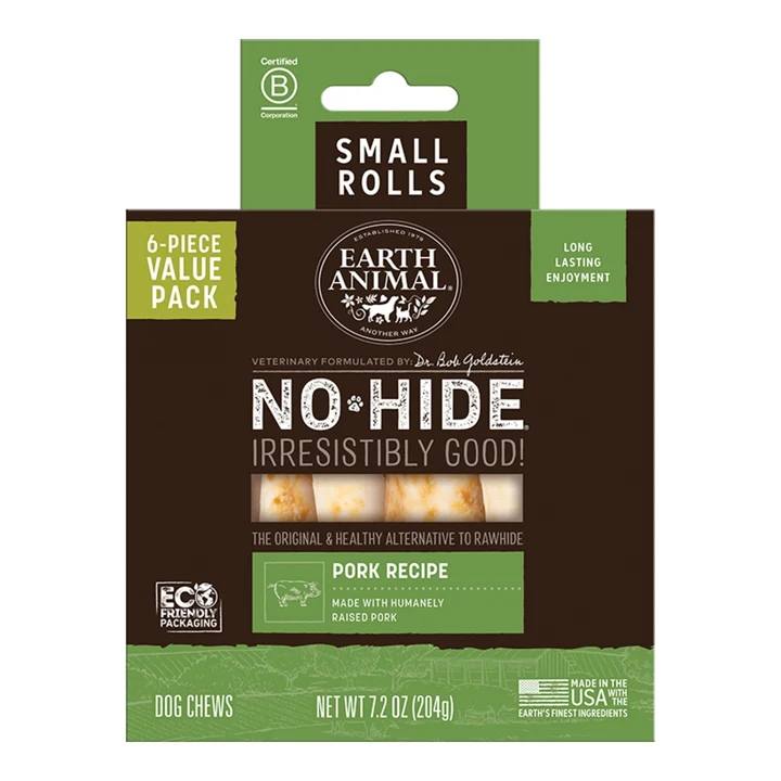 EARTH ANIMAL DOG NO-HIDE PORK ROLLS SMALL VALUE 6 PACK (Pack of 2)