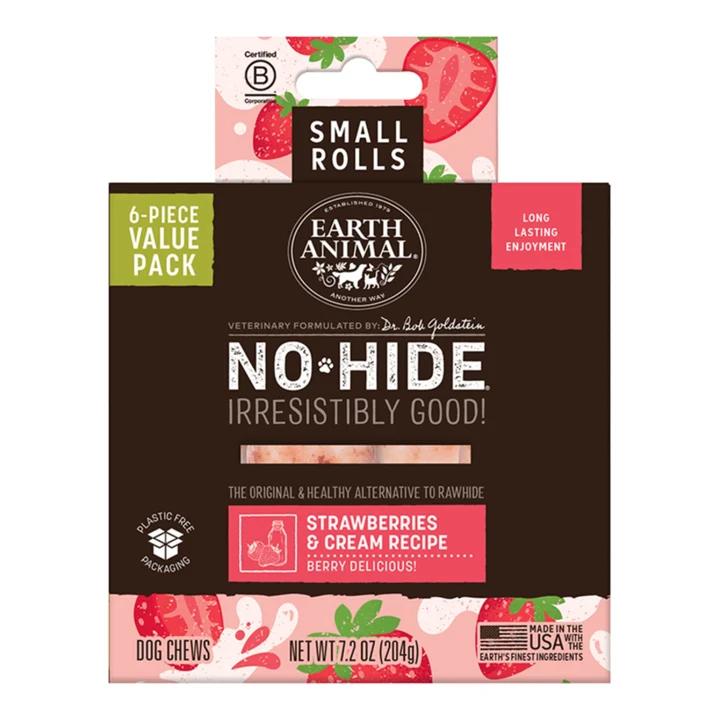 Earth Animal Dog No - Hide Original Collection Strawberries & Cream Rolls Small Value Pack - 6 Pack (Pack of 2)