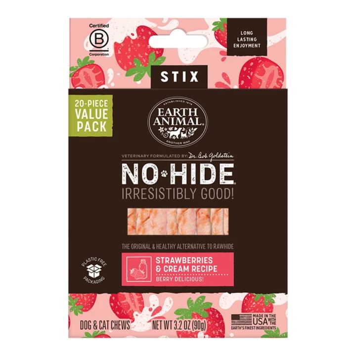 Earth Animal Dog No - Hide Original Collection Strawberries & Cream Stix Value Pack - 20 Pack (Pack of 2)