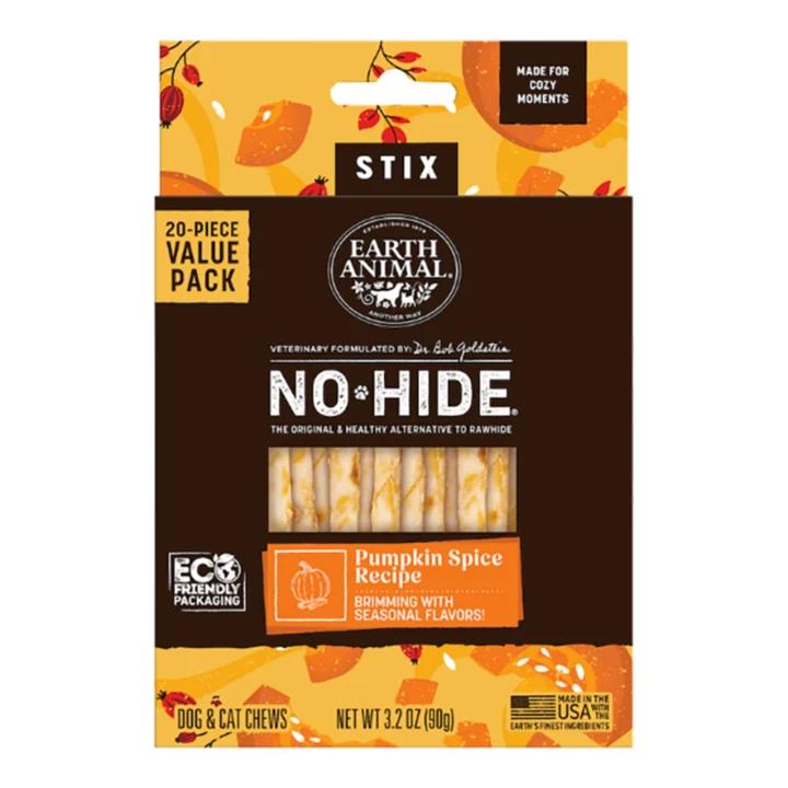 Earth Animal Dog No - Hide Seasonal Collection Pumpkin Spice Stix - 20 Pack (Pack of 2)