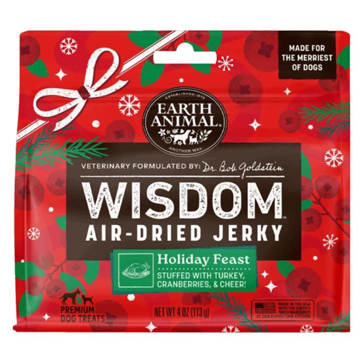 Earth Animal Dog Wisdom Air - Dried Jerky Holiday Feast Recipe 4oz. (Pack of 2)