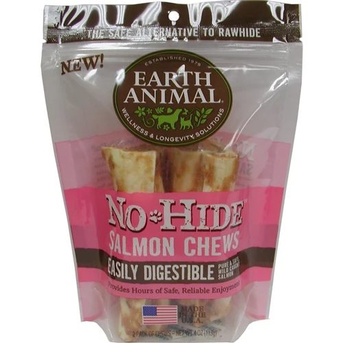 Earth Animal No Hide Salmon Chews Dog Treats; Medium 2Pack (Pack of 2)