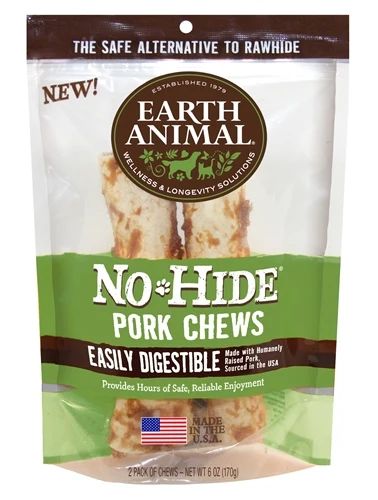 Earth Animal No Hide Pork Chews Dog Treats; 7 Inch; 2 Pack (Pack of 2)