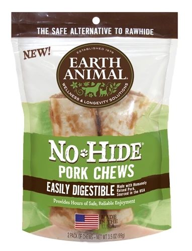 Earth Animal No Hide Pork Chews Dog Treats; 4 Inch; 2 Pack (Pack of 2)